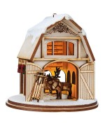 Ginger Cottages Wooden Ornament - Santa's Reindeer Barn